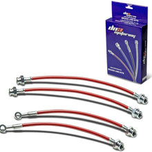 Replacement for BMW 5/6/7-Series Stainless Steel Hose Brake Line Set (Red)- E60/E63/E64