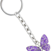 Baron-Jewelry Butterfly Key Chain Beautifully Embellished with Clear Swarovski Crystals - Blue/Green and Black