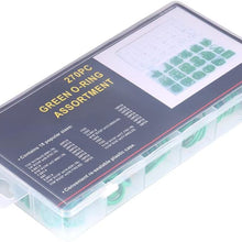 Cuque 18 Sizes 270Pcs O-ring Box O-Ring Tools Set Assortment Car Auto Vehicle Repair Car Air Conditioning Rubber O-Ring Tools HNBR Seals Assortment Kit Green