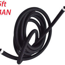 labwork Fuel Oil Gas Line Hose 5 Feet Black AN-4/AN-6 (Equivalent Tube Size Nominal OD 0.25/0.375 inch Hose ID 0.2/0.34 inch) Nylon/Stainless Steel Braided (an-4)