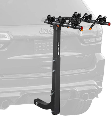 IKURAM 3 Bike Rack Bicycle Carrier Racks Hitch Mount Double Foldable Rack for Cars, Trucks, SUV's and minivans with a 2