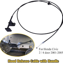 Vacally 2/4 door Car Engine Hood Release Cable with Handle For Honda for Civic 2001-2005 74130-S5D-A01ZA