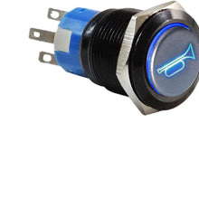 Xscorpion BHS-19B 19mm Momentary Switch (with Blue Horn Logo Black)
