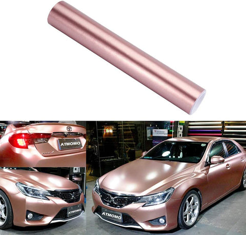 ATMOMO Metallic Rose Gold Craft Vinyl Wrap Roll Adhesive Vinyl Car Sticker 30CM x 1.52M