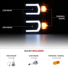 VIPMOTOZ Neon Tube Projector Headlight Assembly For 2014-2015 Chevy Silverado 1500 - Matte Black Housing, Driver and Passenger Side