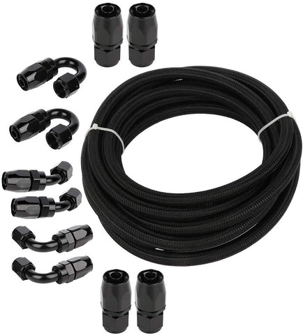ANPART AN8 20Ft Braided Fuel Line Hose Nylon braided fuel gas pipe hose and AN8 10 pcs Swivel Hose End Fittings