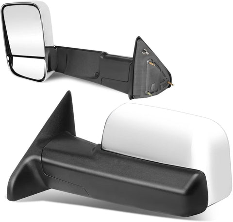 DNA Motoring TWM-013-T222-CH Adjustable Camper Style Manual Towing Mirrors [For 09-16 Dodge Ram]
