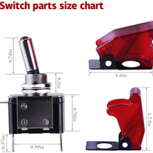 JUSTTOP Red LED Light Heavy Duty Rocker Switch 12V 20A, Red Cover SPST ON/Off 2Pin, Fit for Car, Truck, Boat(5PCS)