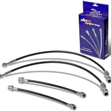 Replacement for Nissan Maxima Stainless Steel Hose Brake Line Set (Black) - No ABS model