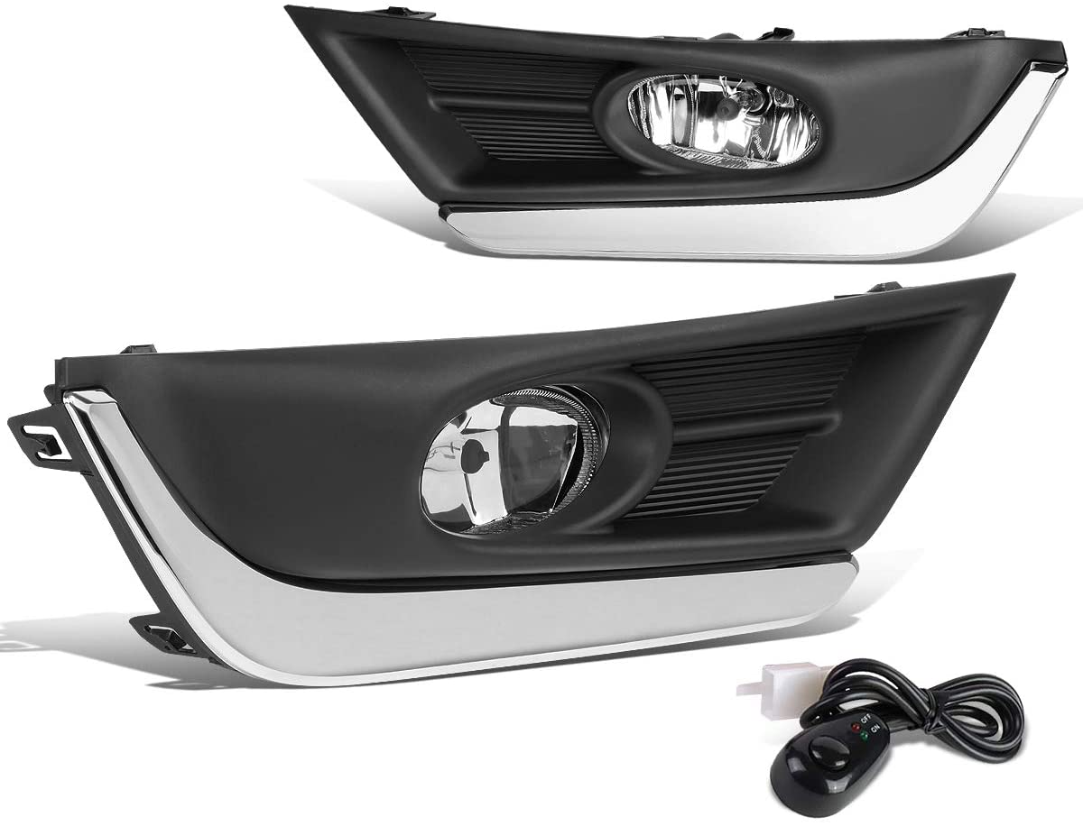 DNA Motoring FL-ZTL-275-CH Fog Light Lamps with Chrome Trim Bezel+Switch