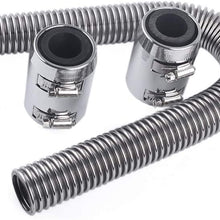 Radiator Hose Kit,with Cap,24"/36"/48'',Polished Stainless Steel,Flexible Kit,W/End Caps Upper&Lower(24 inches)