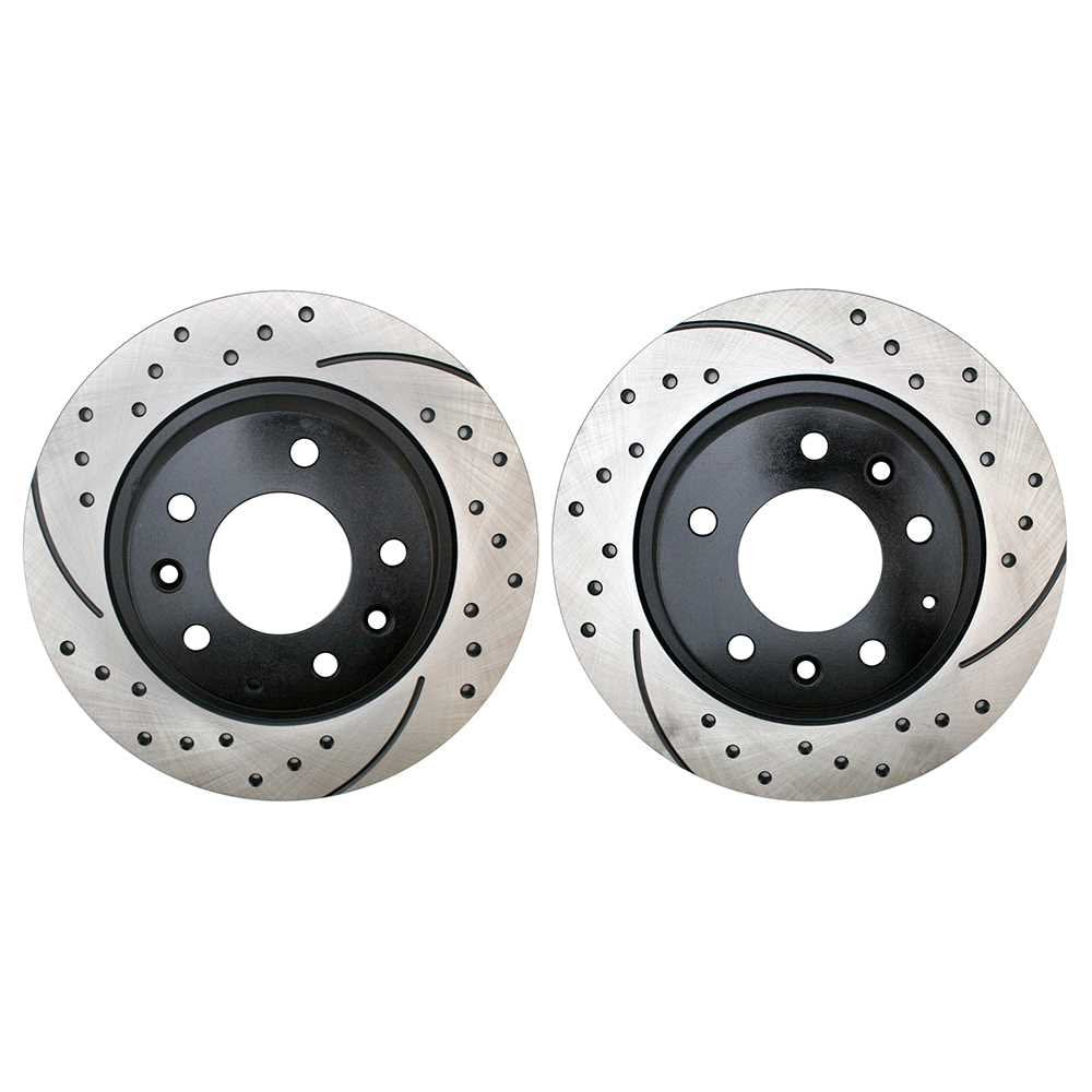 Prime Choice Auto Parts PR41327LR Rear Set 2 Drilled Slotted Performance Brake Rotors 5 Stud