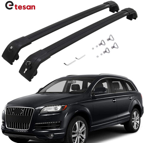2 Pieces Cross Bars Fit for Audi Q7 2009 2010 2011 2012 2013 2014 2015 Black Cargo Baggage Luggage Roof Rack Crossbars