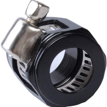 Flexible Rubber Hose Pipe Clamps - 6an Hose Finisher Clamp with Screw Band for 3/8 Fuel Line Hose, 4Pcs/Pack Black Hose Connectors, Great for Fuel/Oil/Diesel/Gas/Air and Water Hose Tube