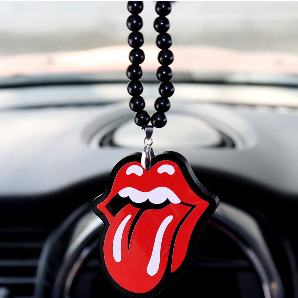 INEBIZ Hip Hop Acrylic Red Lip and Tongue Rearview Mirror Hanging Charm Dangling Beaded Pendant for Car Decoration (Lip)