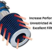 High Performance Parts Cold Air Intake Kit & Blue Filter Combo Compatible for Honda 2012-2015 Civic L4 1.8L