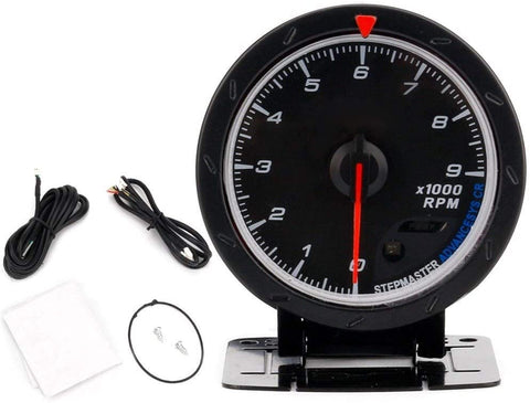 XinQuan Wang 60MM Auto Tachometer Gauge Red White Lighting 0-9000 RPM Gauge Black Face RPM Gauge Auto Gauge