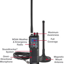 Cobra HHRT50 Road Trip Cb Radio - Emergency Radio, Travel Essentials, 2-Way Handheld Black Radio with Rooftop Magnet Mount Antenna, NOAA Channels, Dual Watch & 40 Channel Access