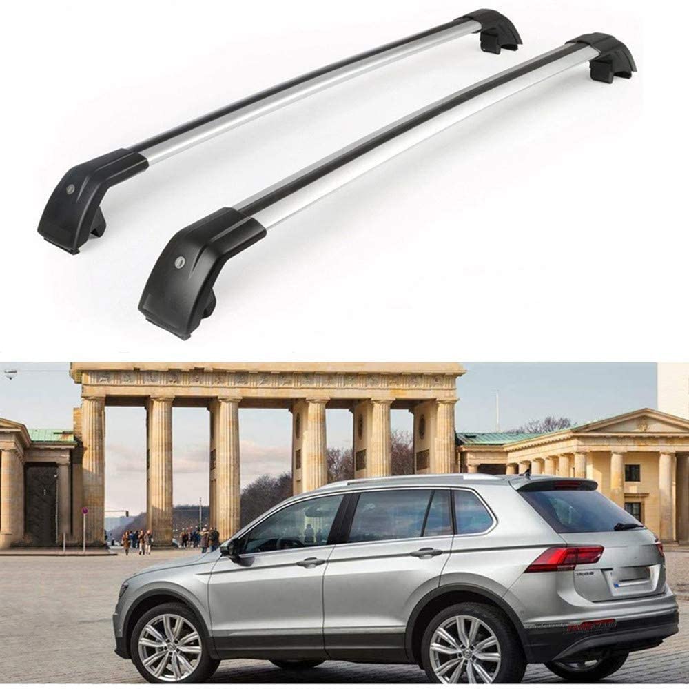 MotorFansClub Roof Racks Cross Bars Fit for Compatible with Volkswagen Tiguan 2018 2019 Crossbars Baggage Cargo Luggage Racks Rail Lockable Aluminum (2 PCS)