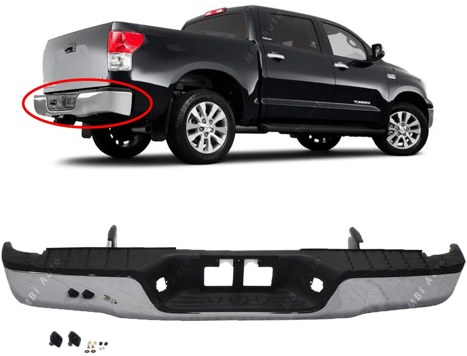 BUMPERS THAT DELIVER - Chrome, Steel Rear Step Bumper Assembly for 2007-2013 Toyota Tundra 07-13, TO1103117