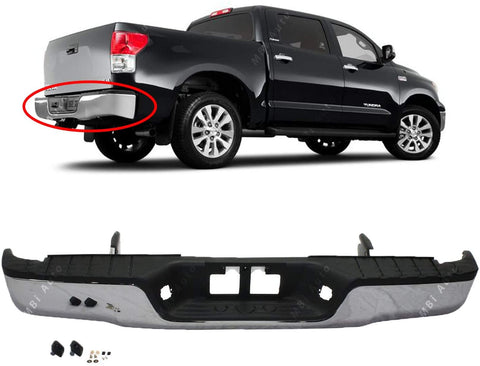 BUMPERS THAT DELIVER - Chrome, Steel Rear Step Bumper Assembly for 2007-2013 Toyota Tundra 07-13, TO1103117