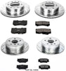 Power Stop K2820 Front & Rear Brake Kit with Drilled/Slotted Brake Rotors and Z23 Evolution Ceramic Brake Pads,Silver Zinc Plated