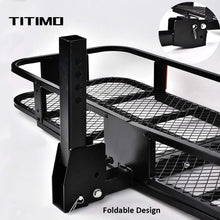 TITIMO 60"x21"x6" Folding Hitch Mount Cargo Carrier - Luggage Basket Rack Fits 2" Receiver - Rear Cargo Rack for SUV, Truck, Car(Includes Cargo Net, Ratchet Straps, Waterproof Cover) - 550LB Capacity