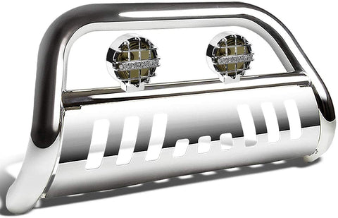 Replacement for Ford Explorer U502 3 inches Chrome Bull Bar+6 inches Chrome Housing Smoked Lens Fog Lights