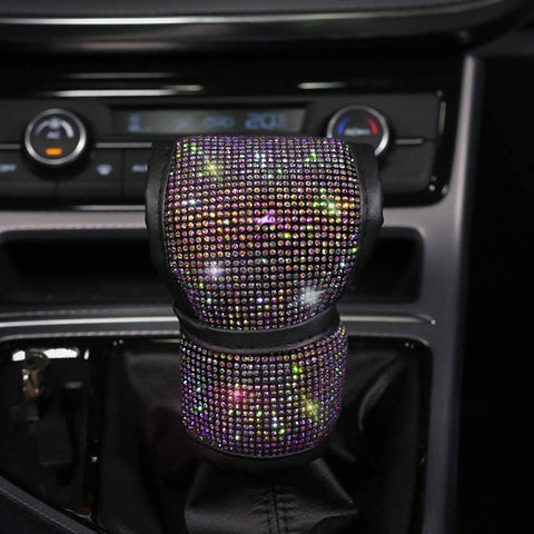 Bling Bling Auto Shift Gear Cover, Luster Crystal Car Knob Gear Stick Protector Diamond Car Decor Accessories for Women(car gear shift cover)