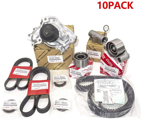 Timing Belt Water Pump Kit Replacement for T-oyota 3MZFE V6 3.3L Camry Sienna Solara OEM Replacement 10Pcs