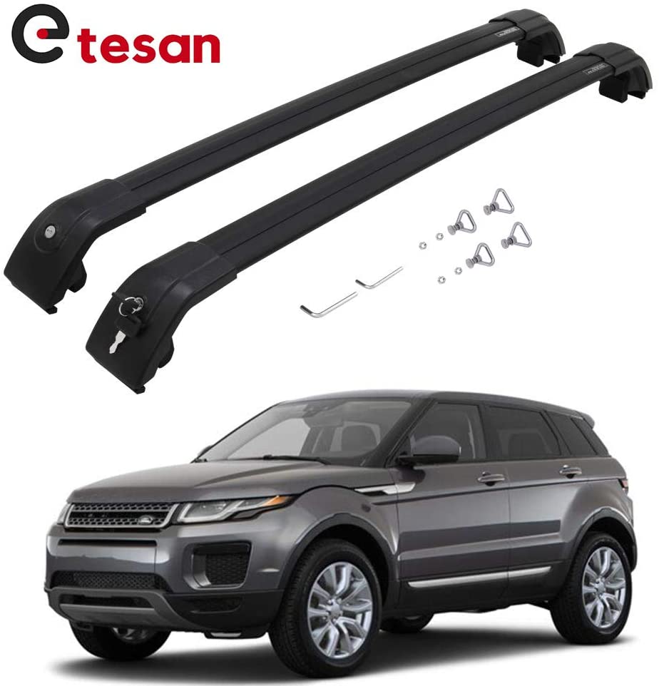 2 Pieces Cross Bars Fit for Land Rover Range Rover Evoque 2011-2018 Black Cargo Baggage Luggage Roof Rack Crossbars
