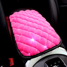 eing Fashion Exquisite Car Armrest Center Console Pad Pure Plush Seat Center Mat Cushion Cover with Bling Diamonds 13.7" x 8.6",Pink