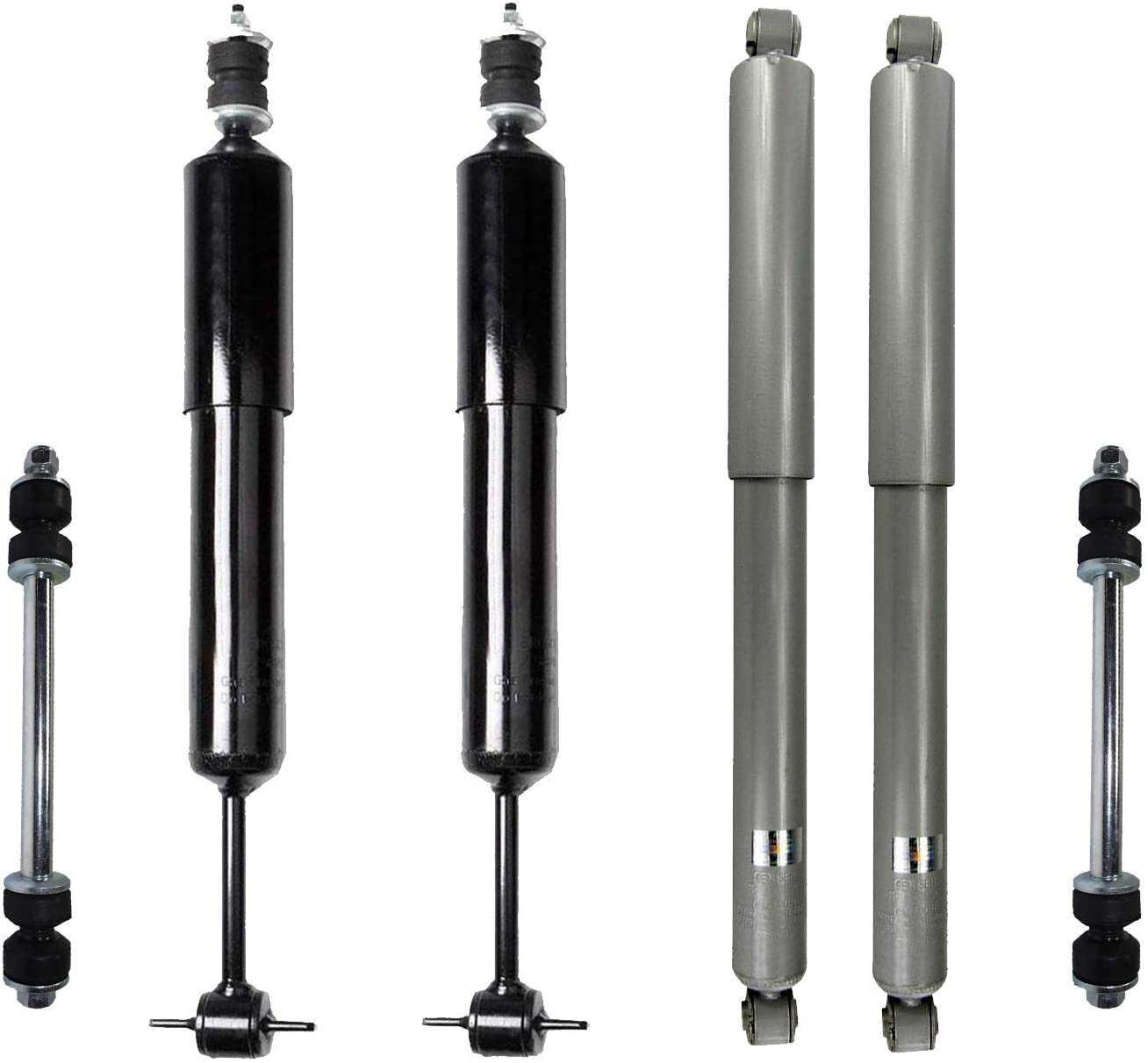 Detroit Axle - 6pc Front and Rear Shock Absorbers with Front Sway Bar Links for Ford Ranger (Exc FX4 or Highrider) Mazda B3000 B4000-4WD with Front Torsion Bar Sus.