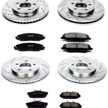 Power Stop K1383 Front & Rear Brake Kit with Drilled/Slotted Brake Rotors and Z23 Evolution Ceramic Brake Pads,Silver Zinc Plated