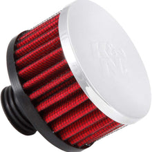 K&N 62-1495 Vent Air Filter / Breather: Vent Air Filter/ Breather; 0.5 in (13 mm) Flange ID; 1.75 in (44 mm) Height; 3 in (76 mm) Base; 3 in (76 mm) Top