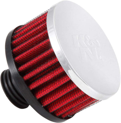 K&N 62-1495 Vent Air Filter / Breather: Vent Air Filter/ Breather; 0.5 in (13 mm) Flange ID; 1.75 in (44 mm) Height; 3 in (76 mm) Base; 3 in (76 mm) Top