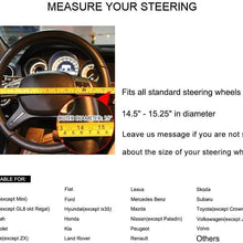 Valleycomfy Steering Wheel Cover Pu Leather Universal 15 Inches, Pathwork Pattern, Breathable, Anti-Slip, Odorless (Brown)