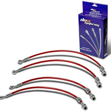 Replacement for Nissan Sentra Stainless Steel Hose Brake Line Set (Red) -Rear Disc B15