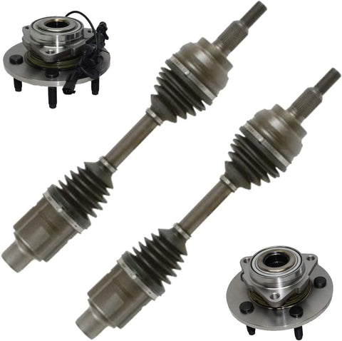 Detroit Axle - 4pc Front CV Axle Shafts, Wheel Hub & Bearings Assembly for 2006-2008 Dodge Ram 1500 4WD ONLY - For Models w/Speed Sensor on Left Hand Side