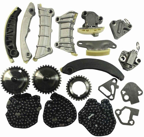 Engine Timing Chain Kit w/Chain Guide Tensioner Sprocket For Cadillac CTS SRX STS GMC Acadia Chevy Equinox Malibu Traverse Buick Allure Enclave LaCrosse 2.8L 3.0L 3.6L DOHC 24V Replace # 9-0753S