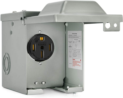 Kohree 50 Amp RV Power Outlet Box, 125/250 Volt NEMA 14-50R RV Outdoor Receptacle-Enclosed Lockable Weatherproof Plug for Temporary Hookup RV Camper Trailer Electrical Car Gene