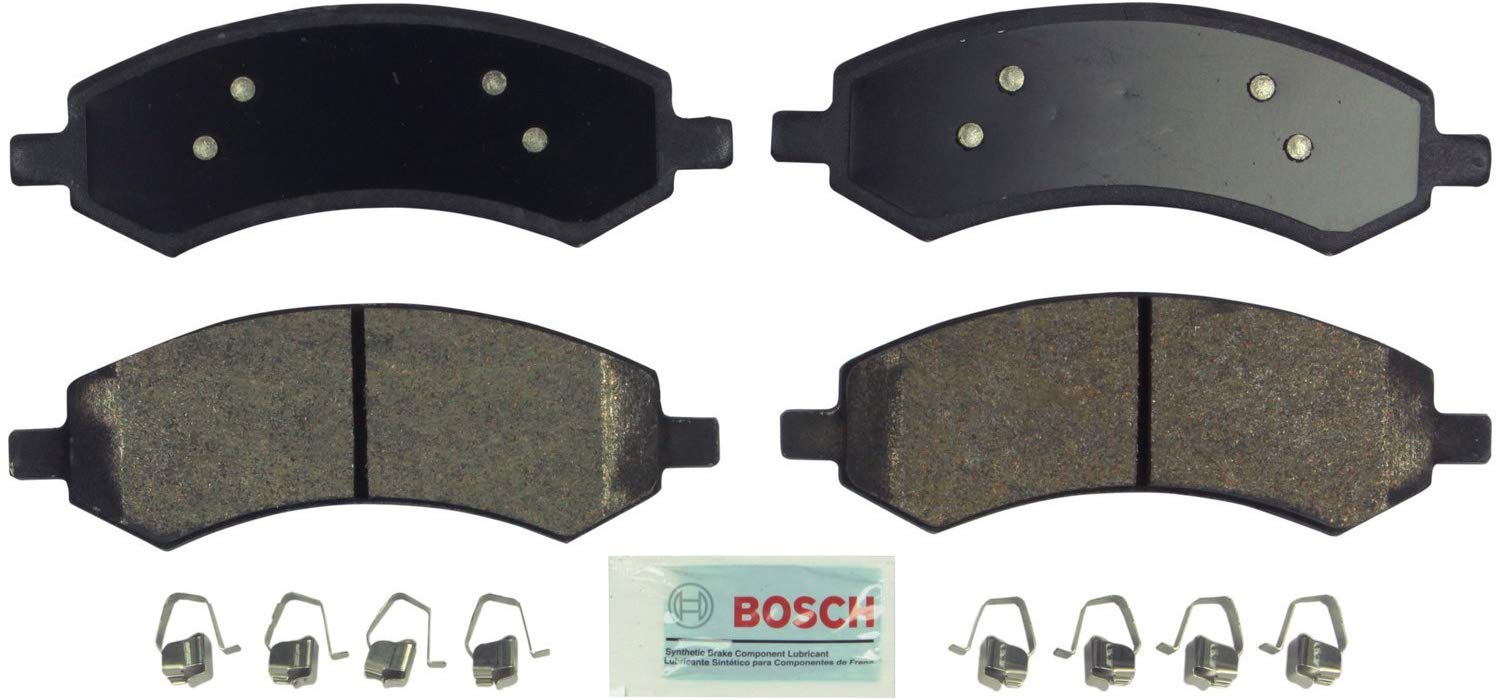 Bosch BE1084H Blue Disc Brake Pad Set with Hardware for Select Chrysler, Dodge, Mitsubishi, and RAM SUVs and Trucks - FRONT