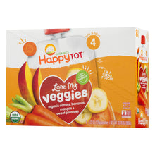 (8 Pouches) Happy Tot Love My Veggies Organics Carrots, Bananas, Mangos & Sweet Potatoes Veggie & Fruit Blend, 4.22 Oz.