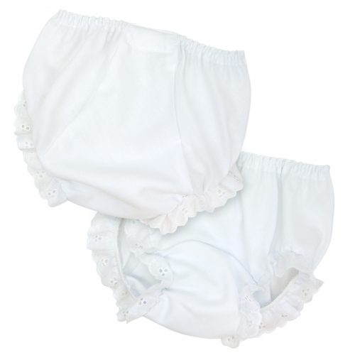 I.C. Collections Baby Girls White Double Seat Diaper Cover Bloomers