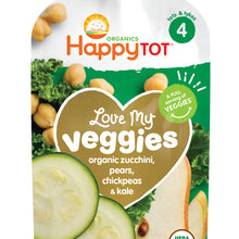 (8 Pouches) Happy Tot Organics Love My Veggies Zucchini, Pears, Chickpeas & Kale Veggie & Fruit Blend 4.22 oz. Pouch