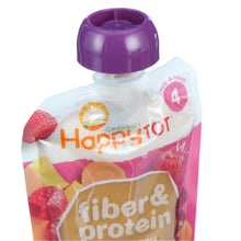 (8 Pouches) Happy Tots Organic Fiber & Protein Organic Pears, Raspberries, Butternut Squash & Carrots Fruit & Veggie Blend, 4 oz.