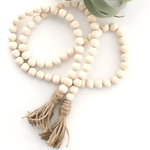 Wooden Bead Garland Farmhouse Rustic Country Tassle Prayer Beads Wall Hanging Decorations