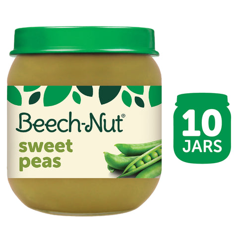 (10 Pack) Beech-Nut Stage 2, Sweet Peas Baby Food, 4 oz Jar