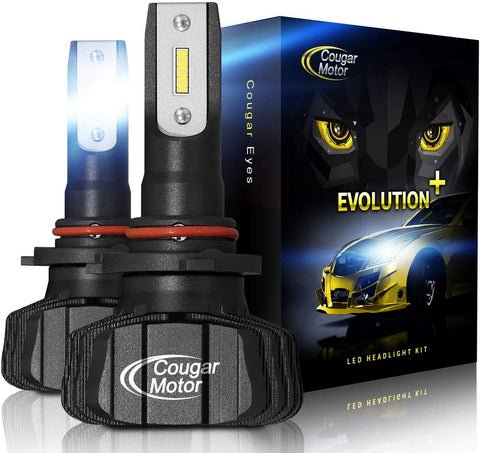 Cougar Motor 9005 Led headlight bulbs, 9600Lm 6500K (HB3) Fanless All-in-One Conversion Kit - 3D Bionic Technology