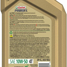 Castrol 06114 POWER 1 4T 10W-50 Synthetic Motorcycle Oil, 1 Quart Bottle, 6 Pack